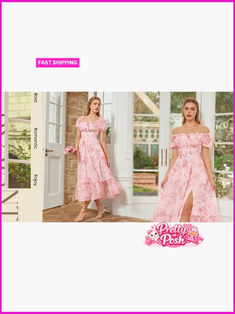 Ruffled Floral Corset Dress Square Neck Short Sleeve A-line - Picture 7 of 7